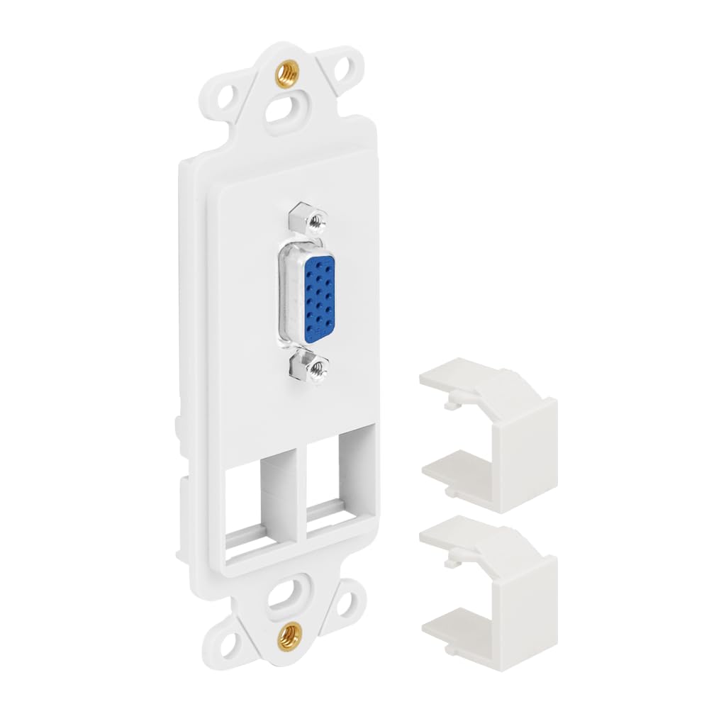 ICC Decorator Insert with VGA, 2-Port Slim Profile Keystone Wall Plate Module, Decora Style