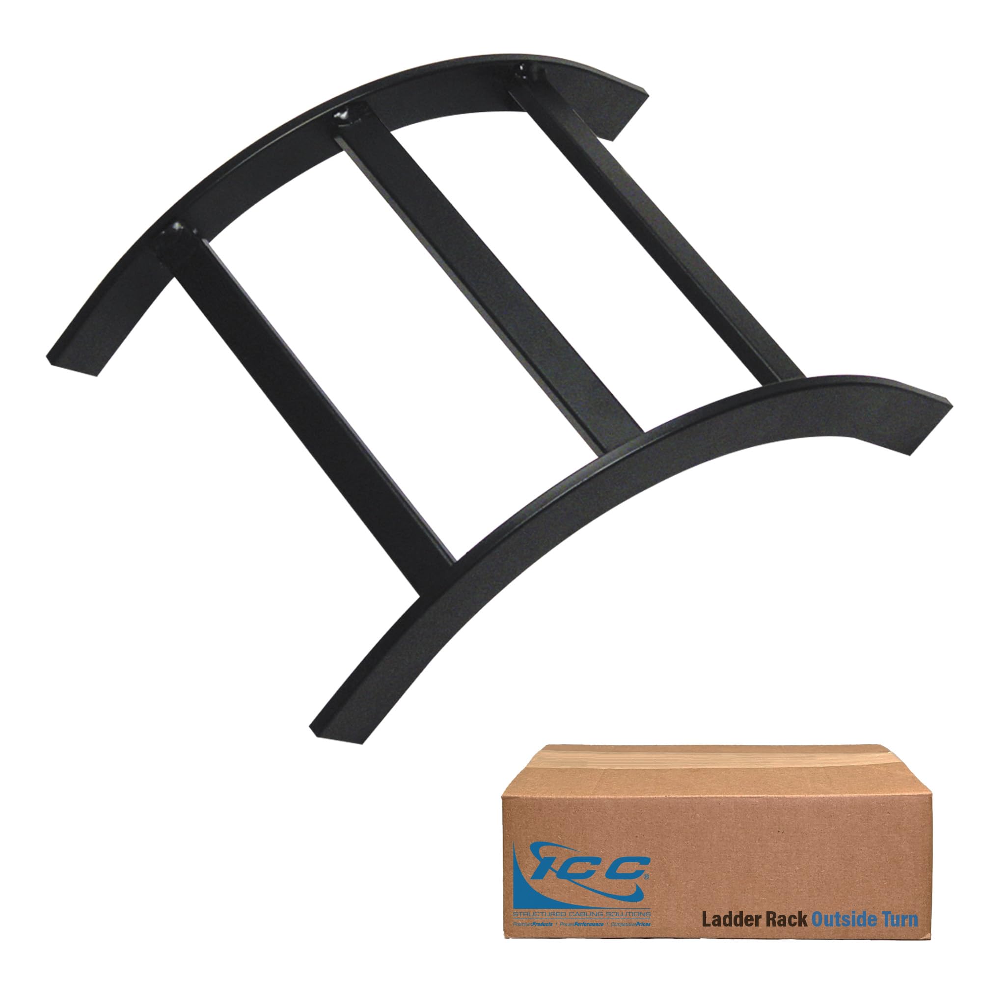 ICC Ladder Rack Cable Runway 90-Degree Outside Corner – 16-gauge Steel, Horizontal Corner for Cable Management Systems, Made in USA