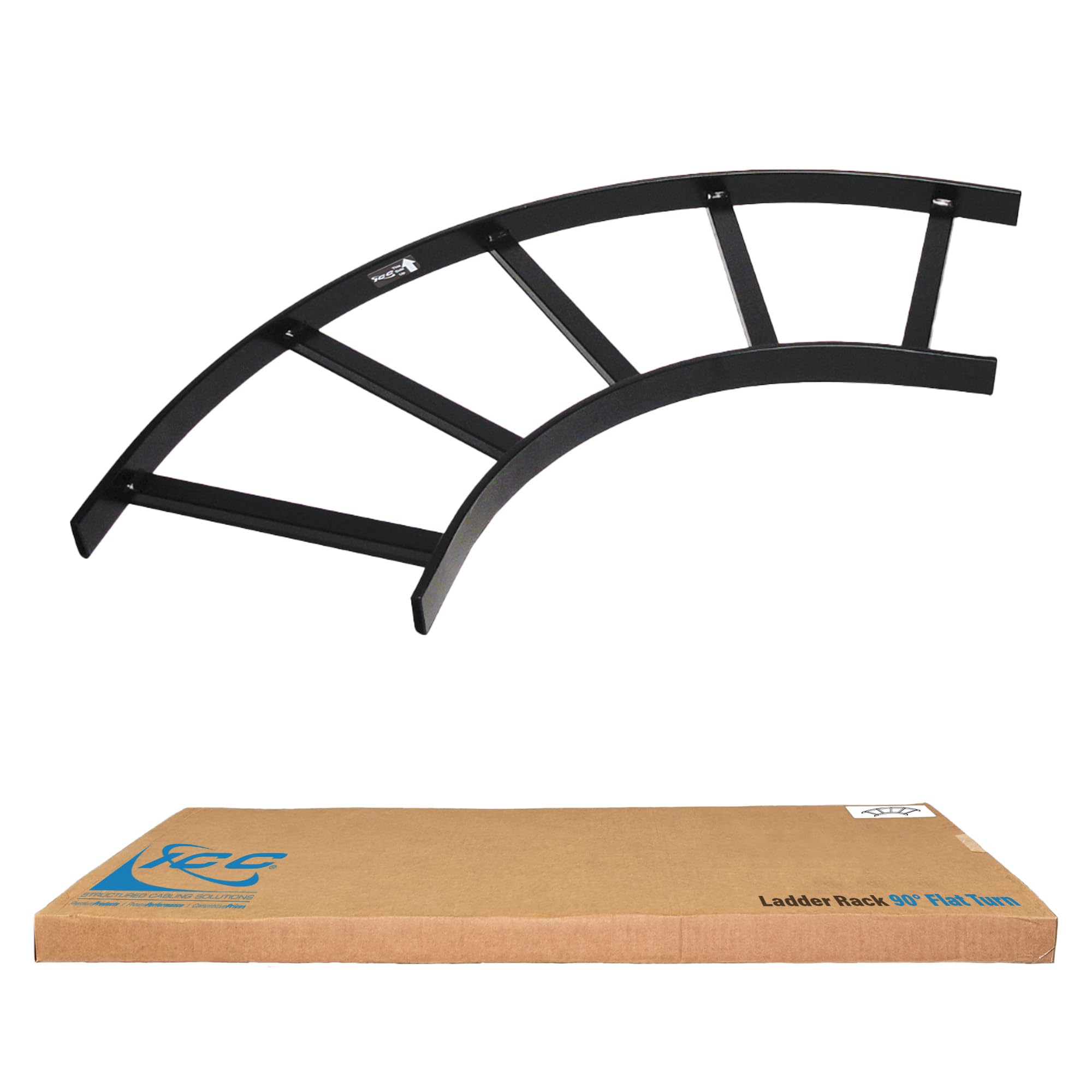 ICC Ladder Rack Cable Runway 90-Degree Flat Turn – 16-Gauge Steel, Horizontal Corner for Cable Management Systems, Made in USA