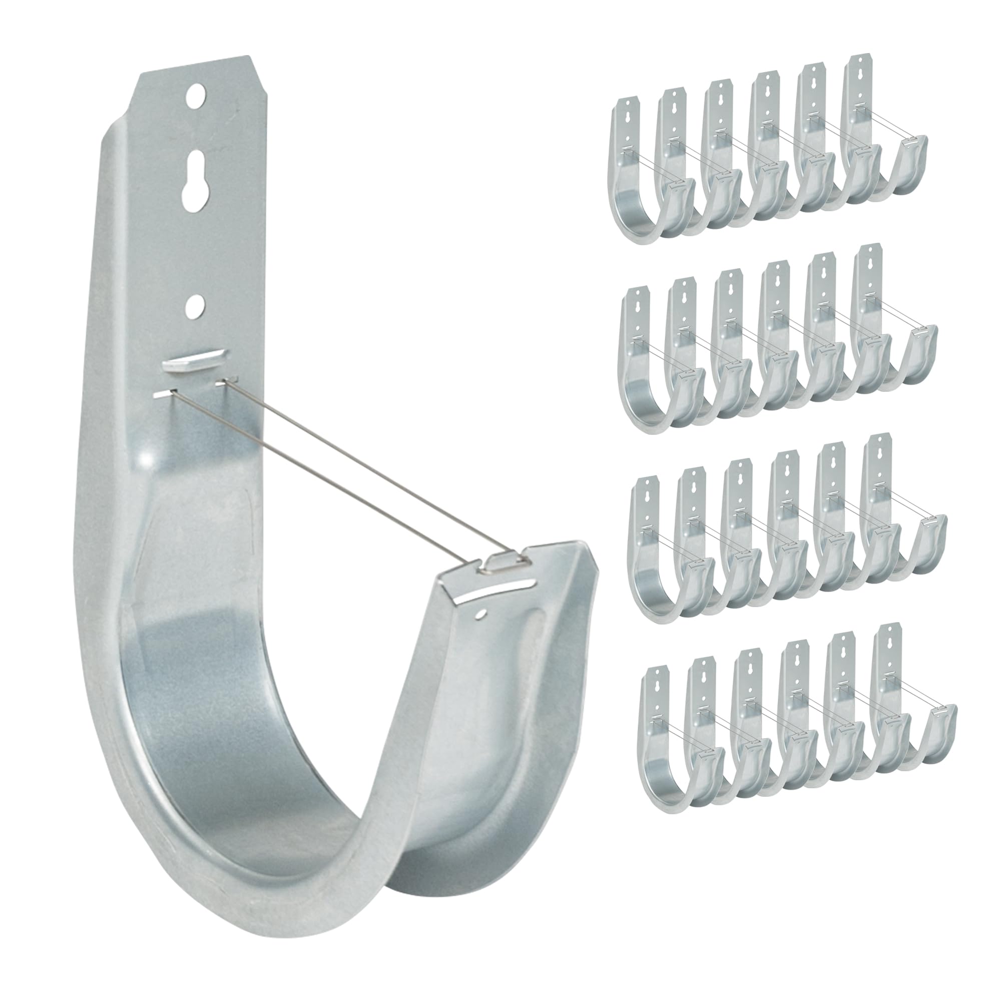 ICC Wall Mount J Hook 4” with Retainer Clip - Galvanized Steel Cable Management Hooks for Structured Cabling - Rust-Resistant, ETL Listed, UL, EIA and TIA Compliant - 4 Inch 25 Pack