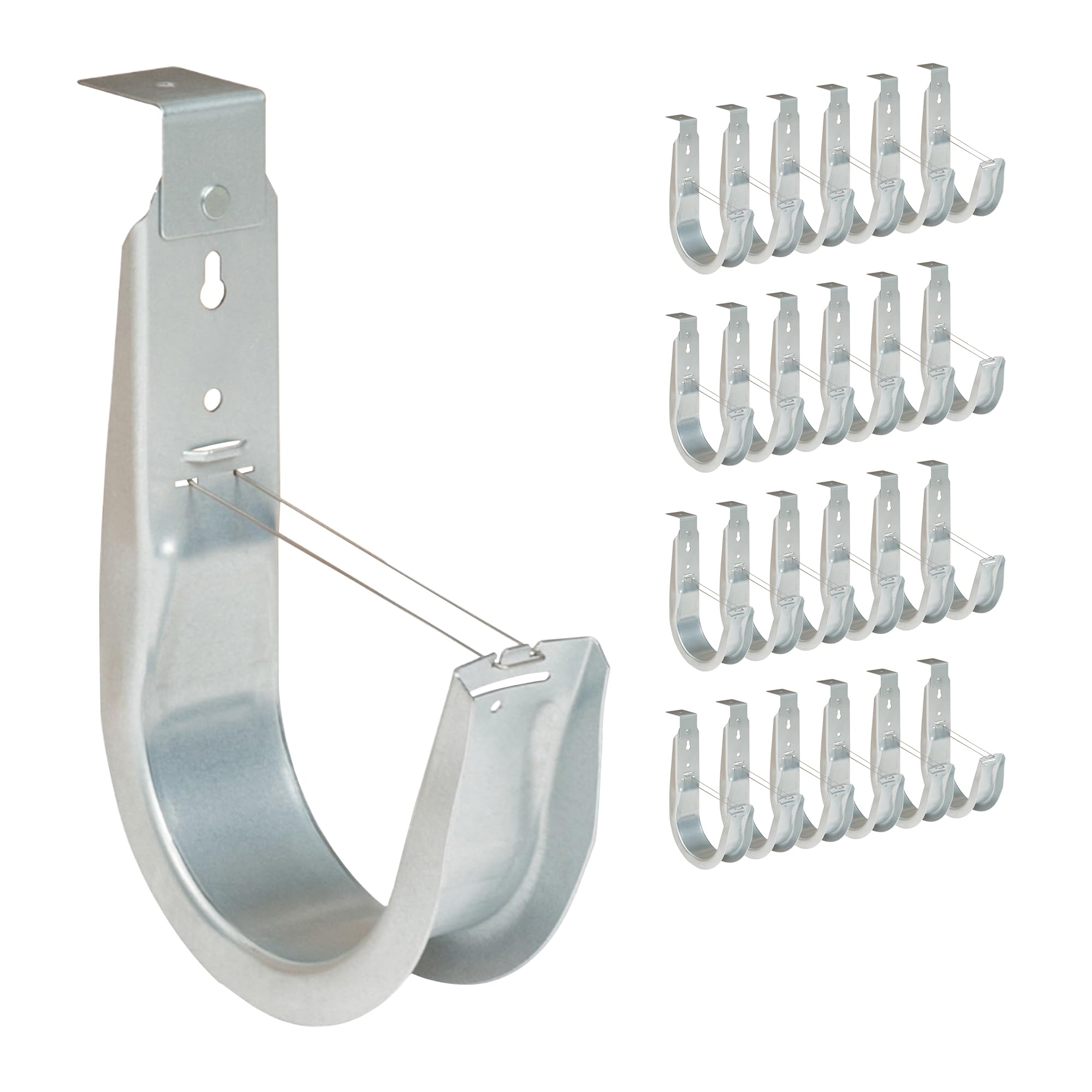 ICC Ceiling Mount J Hook 4” with Retainer Clip - Galvanized Steel Cable Management Hooks for Hanging Cable - Rust-Resistant, EIA and TIA Compliant - 4 Inch 25 Pack