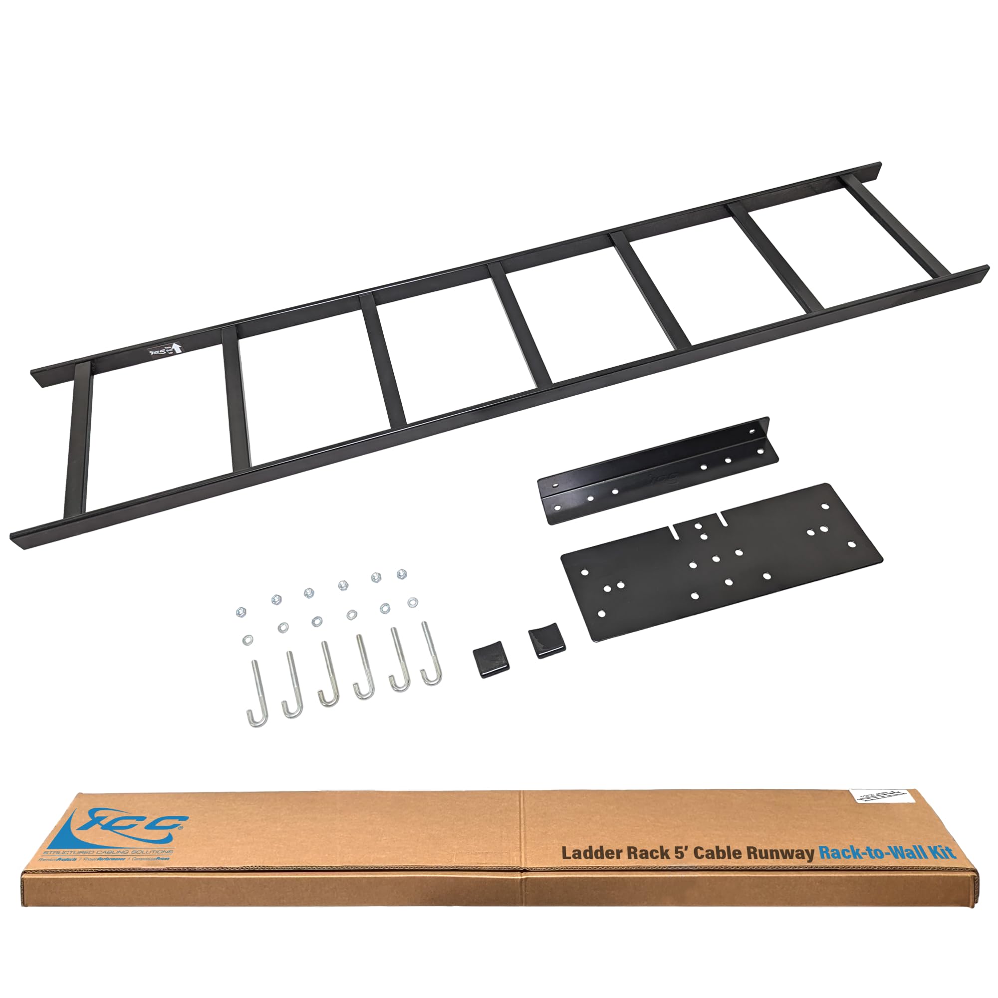ICC Ladder Rack 5-Foot Cable Runway Network Rack-to-Wall Mount Kit – Includes 5' Ladder Rack, Mounting Brackets & Hardware, Made in USA