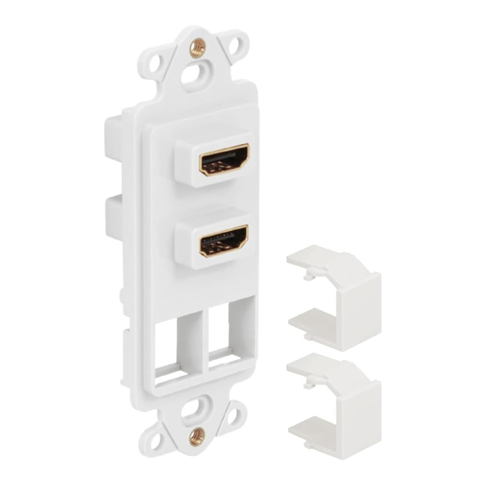 ICC Decorator Insert with Dual HDMI, 2-Port Slim Profile Keystone Wall Plate Module, Decora Style
