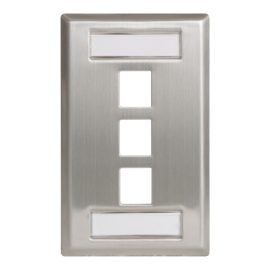 Station ID Steel Faceplate 3 port Single IC107S03SS
