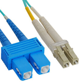 LC-SC Duplex Multimode 50/125 (OM3) Fiber Optic Patch Cable in Aqua