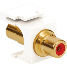 RCA to RCA Keystone Jack with Gold Plated Connector and Red Insert for HD Style in White
