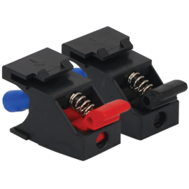 Audio Speaker Connectors in Black with Red and Black Front Spring Clips