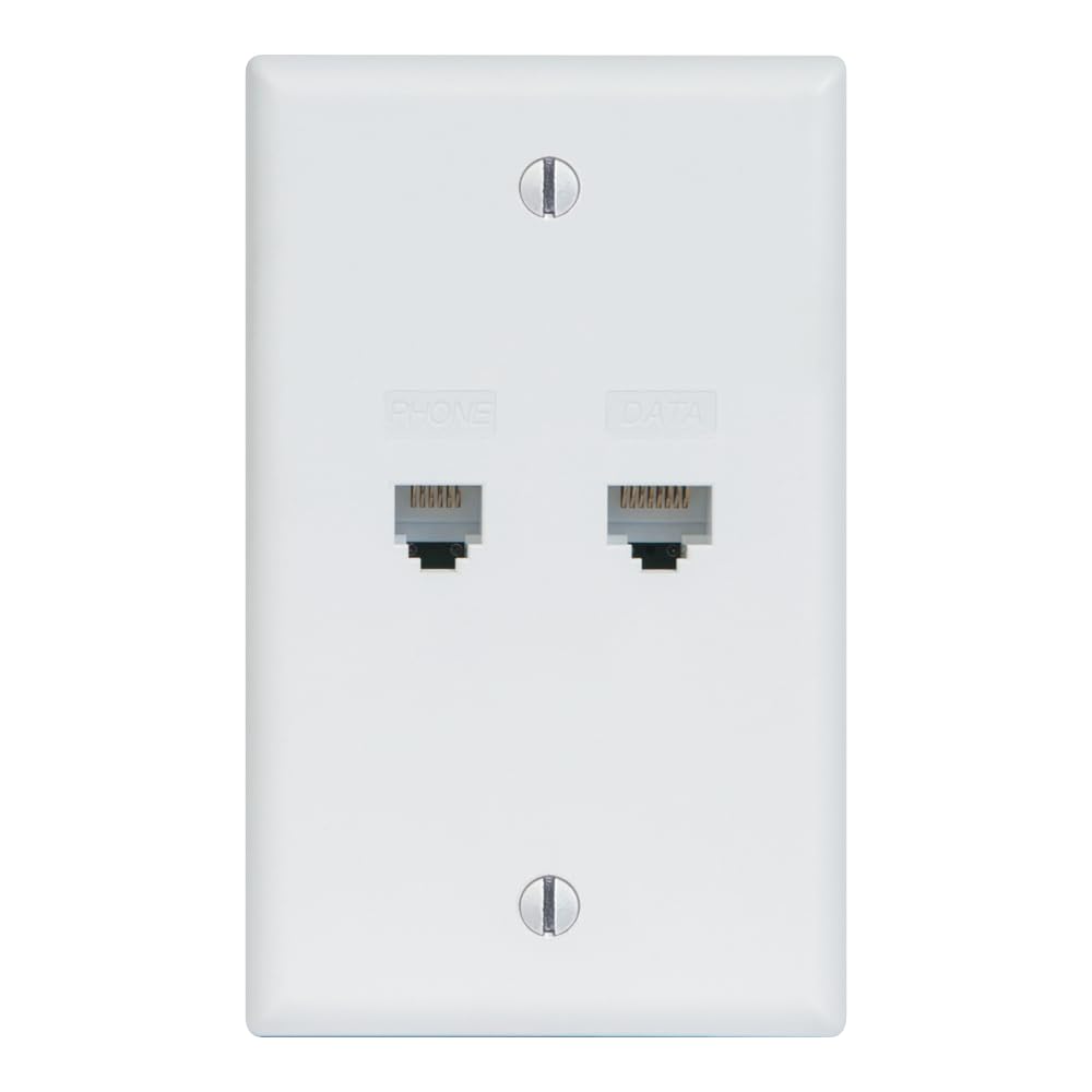 ICC CAT5e Wall Plate with 110 IDC and RJ-11 Voice with IDC, Ethernet and Voice Outlet, UL Listed, TIA & TAA Compliant White Faceplate for Ethernet and Telephone