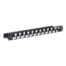 CAT6A UTP Blank Patch Panel with 24 Ports and Staggered and Rear Cable Management Bar in 1 RMS IC107PPU6A
