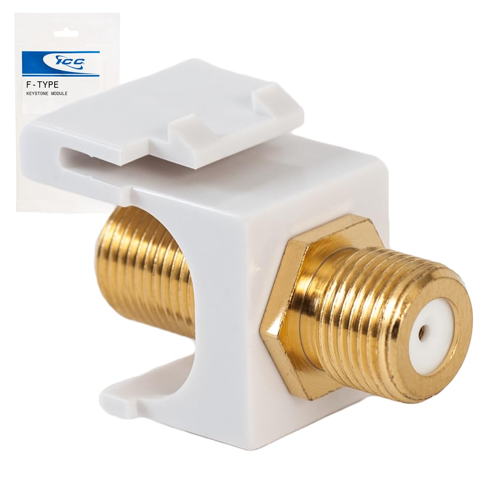 ICC F-Type Keystone Jack, Gold Plated 2 GHz Coax Jack, Female to Female, RG6 RG59 Compatible, Coaxial Wall Plate Insert