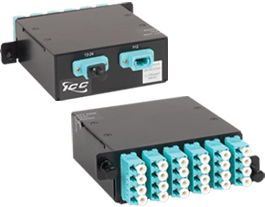 HD LC-MPO Cassette with 24 10G OM3 Fibers