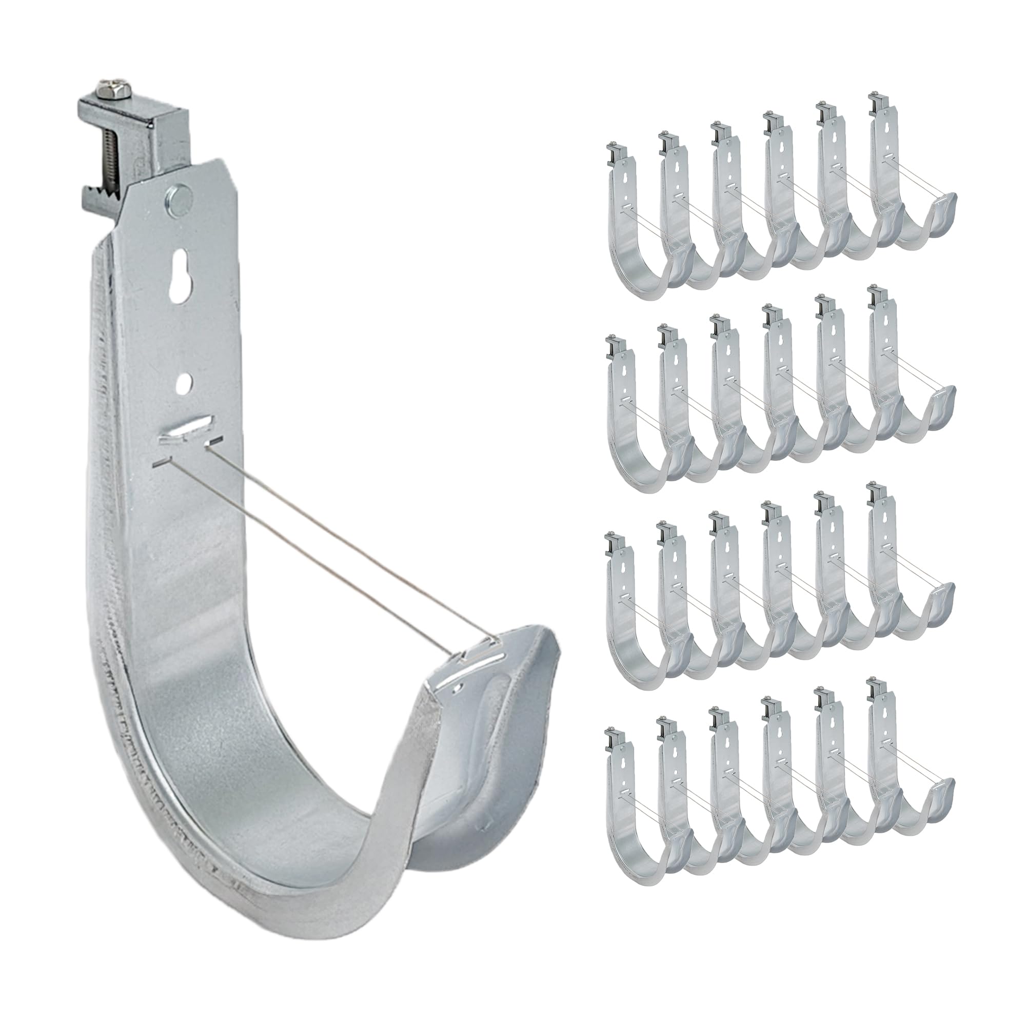 ICC Beam Clamp J Hook 4” with Retainer Clip - Galvanized Steel Cable Management Hooks for Hanging Cable to Beams - Rust-Resistant, EIA and TIA Compliant - 4 Inch 25 Pack