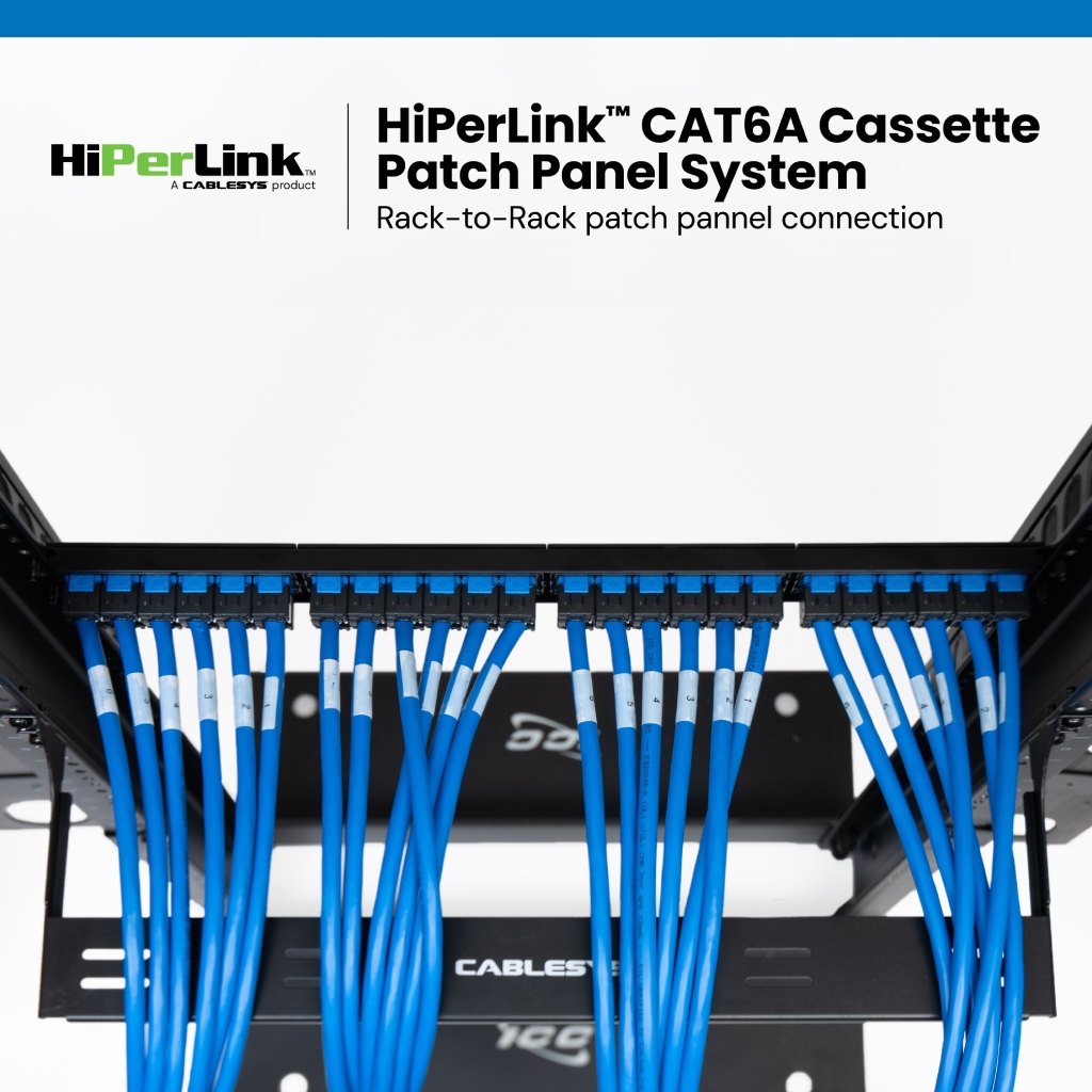 Cablesys Brand Pre-terminated FTP Cassette Patch Panel with CMR CAT6A Cable Assembly, 6 Ports, Bezel to Outlet Box